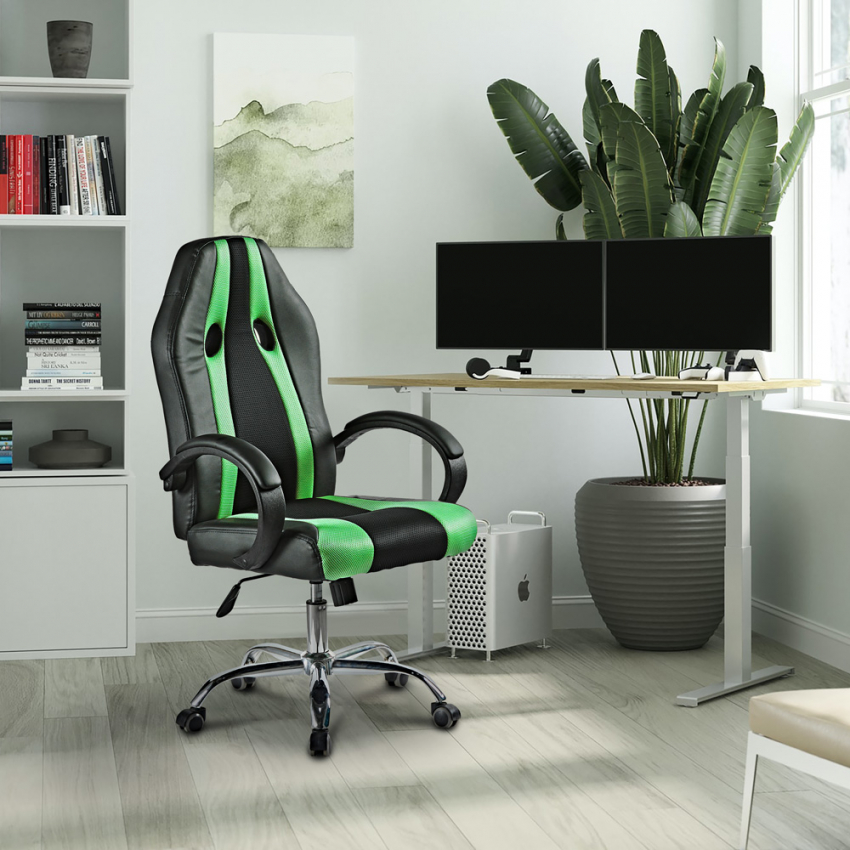Silla gaming ergonómica deportiva de polipiel ajustable en altura Qatar Emerald Promoción