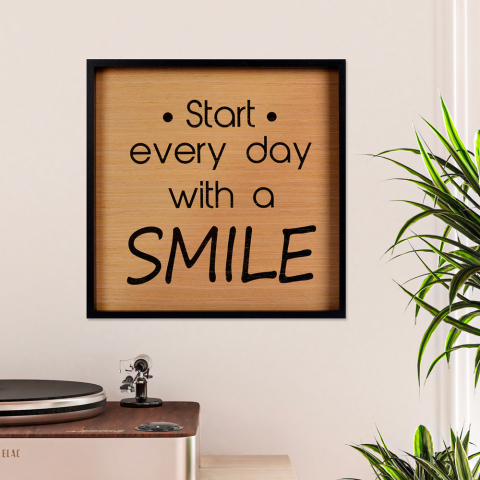 Cuadro frases aforismos panel impreso marco salón 40 x 40 Smile