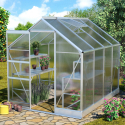 Invernadero para jardín de aluminio y policarbonato con puerta y ventana 183x245x205cm Laelia Stock