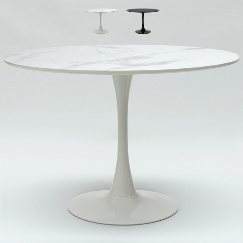 Mesa redonda blanca de la cocina del comedor de la textura del mármol, 31.5  moderna mesa circular del tulipán de la mesa de centro del extremo