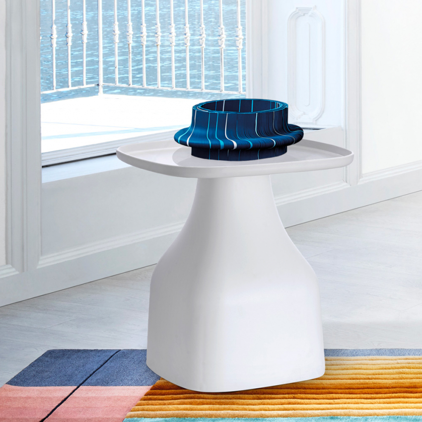 Mesa baja de diseño moderno 48 x 48 cm plástico Bell XL Descueto
