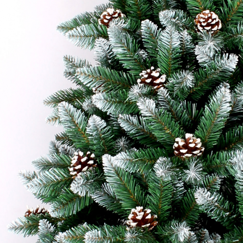 Árbol de Navidad Artificial Natural Nevado con Piñas con Soporte 210 cm Tampere Promoción