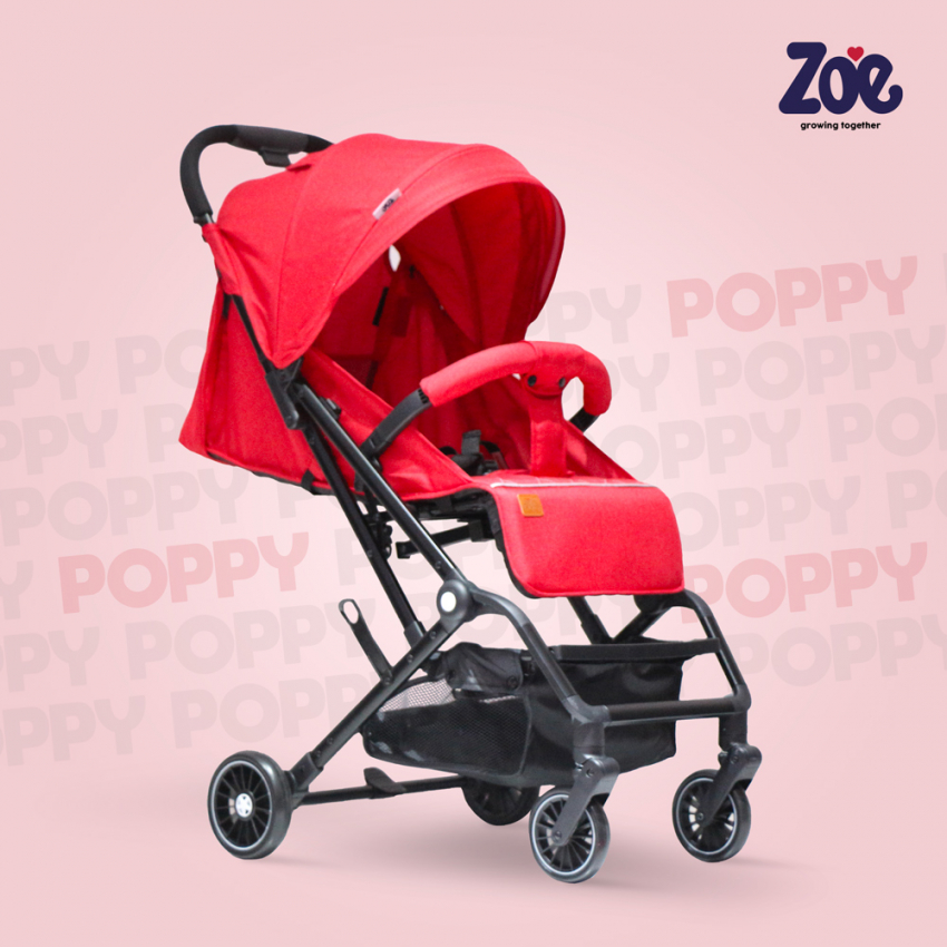  Cochecito plegable para niños de 15 kg con respaldo reclinable de 4 ruedas Poppy