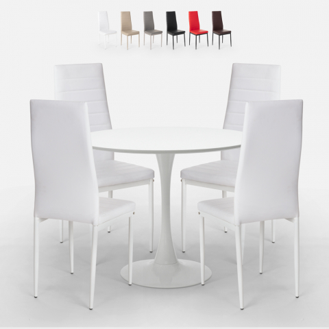 Juego de sillas y mesa de comedor de diseño Tulip 80 cm Vogue