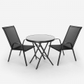 Juego jardín 2 sillas moderno 1 mesa redonda plegable Kumis Promoción