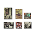 Conjunto 6 impresiones en tela canvas marco de madera vintage Postcard Venta