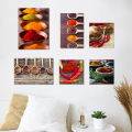 Conjunto 6 impresiones en tela cuadros canvas cocina marco de madera Sapori Promoción