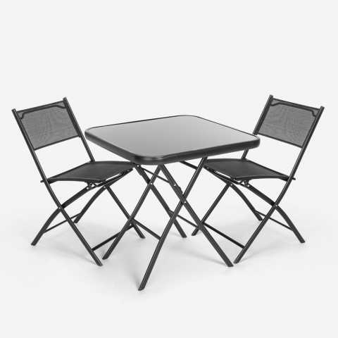 Conjunto de 2 sillas y mesa cuadrada para jardín de diseño moderno plegable Soda Promoción