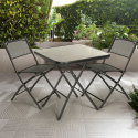 Conjunto de 2 sillas y mesa cuadrada para jardín de diseño moderno plegable Soda Venta
