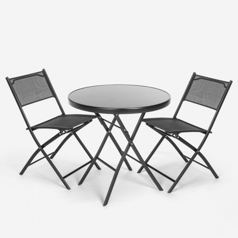 Conjunto de mesa redonda y 2 sillas para jardín exterior de diseño moderno Bitter Promoción