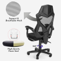 Silla sillón gaming diseño futurista ergonómica transpirable reposapiés Gordian Plus Dark Descueto