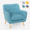 Sillón salón diseño moderno estilo nórdico de madera y tejido Modesto Stock