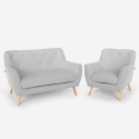 Juego de sofás sillón y sofá 2 plazas diseño escandinavo madera tejido Algot Medidas