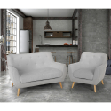 Juego de sofás sillón y sofá 2 plazas diseño escandinavo madera tejido Algot Venta