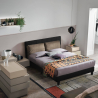 Cama de matrimonio 2 plazas de tela con somier 160 x 190 cm Sion Medidas