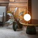 Lámpara de mesa diseño dorado con esfera de cristal abat jour Bella Rebajas