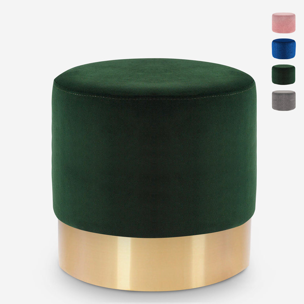 Puf reposapiés taburete bajo acolchado redondo diseño terciopelo Rossetto