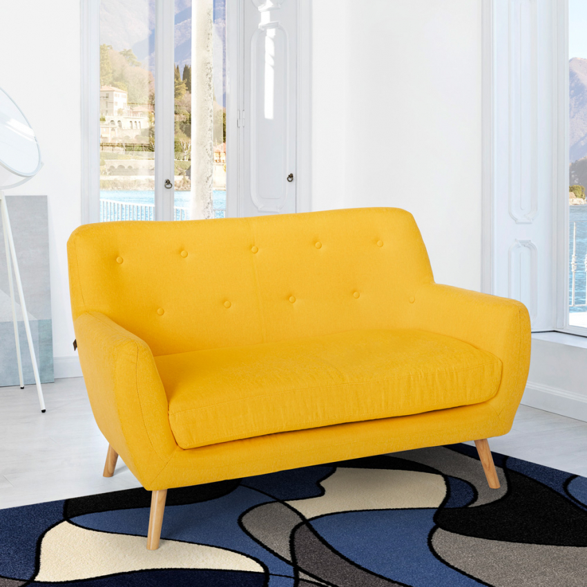 Sofá 2 plazas de tela diseño moderno estilo escandinavo Irvine Promoción