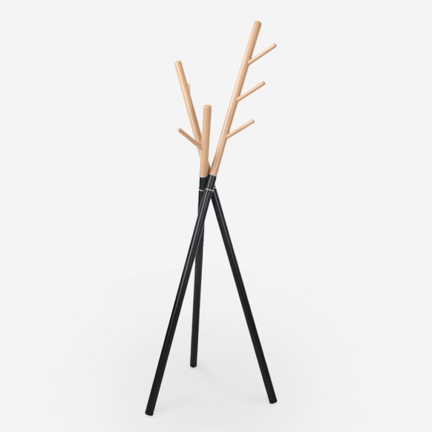 Perchero de pie moderno estilo escandinavo madera metal negro Zavest Promoción