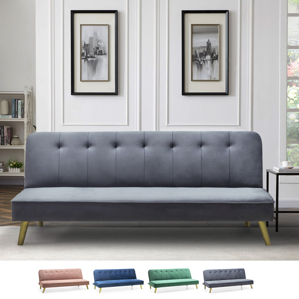 Sofá cama clic clac 2 plazas diseño moderno terciopelo Pulchra