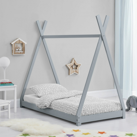 Cuna Montessori tienda cama cabaña para niños en madera 80x160cm Tipee