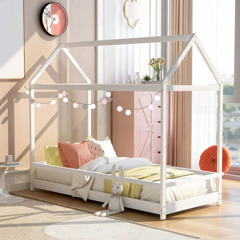 Cuna Montessori cama para niños casita de madera 80x160cm Husty