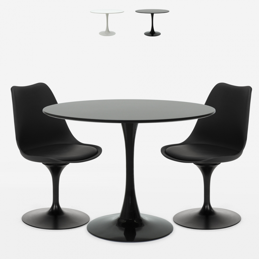 juego de 2 sillas y mesa de comedor de diseño Tulipan 80 cm aster Promoción
