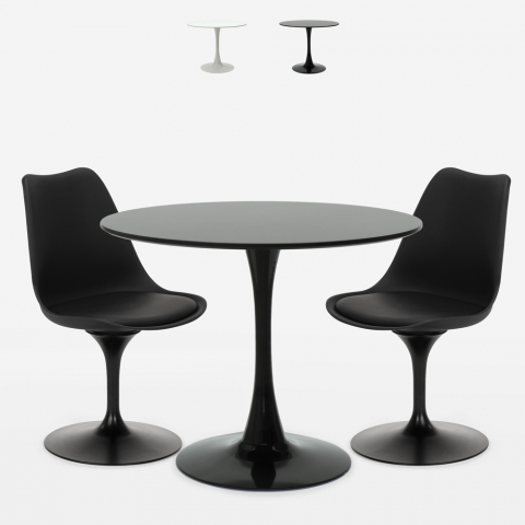 Juego mesa redonda 60 cm 2 sillas estilo Tulip diseño escandinavo Alizé