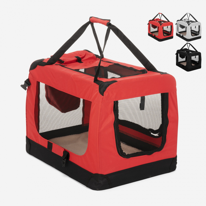 Transportín para perros y gatos tela plegable mediana 68,5x48x50cm Oliver L Oferta