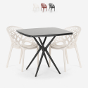 Juego mesa cuadrada negro 70 x 70 cm 2 sillas diseño Moai Black Oferta