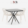 Juego mesa cuadrada negro 70 x 70 cm 2 sillas diseño Moai Black Oferta