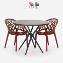 Conjunto de mesa redonda negra 80 cm 2 sillas diseño Maze Black Promoción