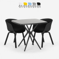 Juego 2 sillas diseño mesa negra cuadrada 70 x 70 cm moderno Navan Black Promoción