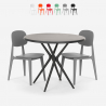 Conjunto mesa redonda 80 cm negro 2 sillas diseño Berel Black Oferta