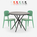 Conjunto mesa redonda 80 cm negro 2 sillas diseño Berel Black Promoción