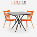 Juego 2 sillas diseño moderno mesa cuadrada negro 70 x 70 cm Roslin Black Venta