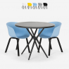 Juego de mesa redonda de diseño 80 cm negra 2 sillas Oden Black Rebajas