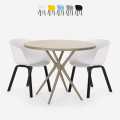 Juego mesa diseño redondo 80 cm beige 2 sillas Oden Promoción