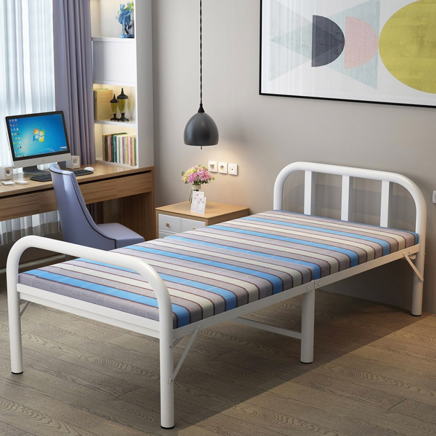 Malawi cama plegable portátil con colchón acolchado.