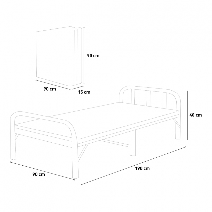 Rodense cama plegable ahorra espacio cierre automático 90 x 190 cm casa  comedor