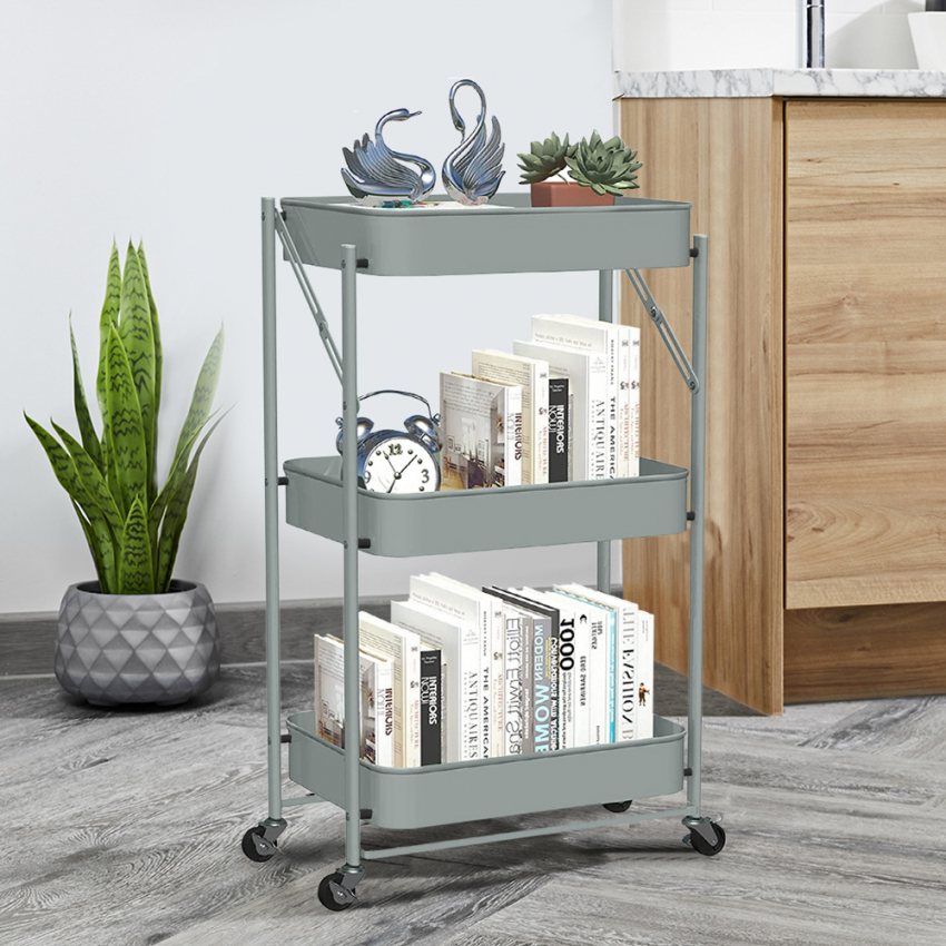  Carro de cocina plegable con 3 baldas y ruedas Pikas Venta 