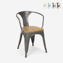 sillas de comedor de metal y madera estilo industrial Lix steel wood arm light Stock