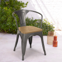 sillas de comedor de metal y madera estilo industrial steel wood arm light Modelo