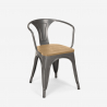 sillas de comedor de metal y madera estilo industrial steel wood arm light Características