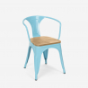 sillas de comedor de metal y madera estilo industrial steel wood arm light 