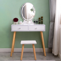 Tocador de maquillaje diseño escandinavo espejo LED cajón taburete Serena Promoción