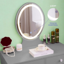 Tocador maquillaje gris escandinavo cajón espejo LED Serena Grey Rebajas