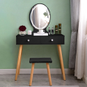 Tocador maquillaje escandinavo negro cajón espejo LED Serena Black Promoción