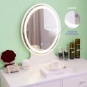 Tocador de maquillaje diseño escandinavo espejo LED cajón taburete Serena Rebajas