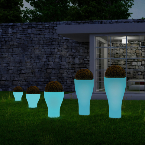 Maceta diseño fluorescente luminoso redonda para jardín al aire libre Domus Fluo